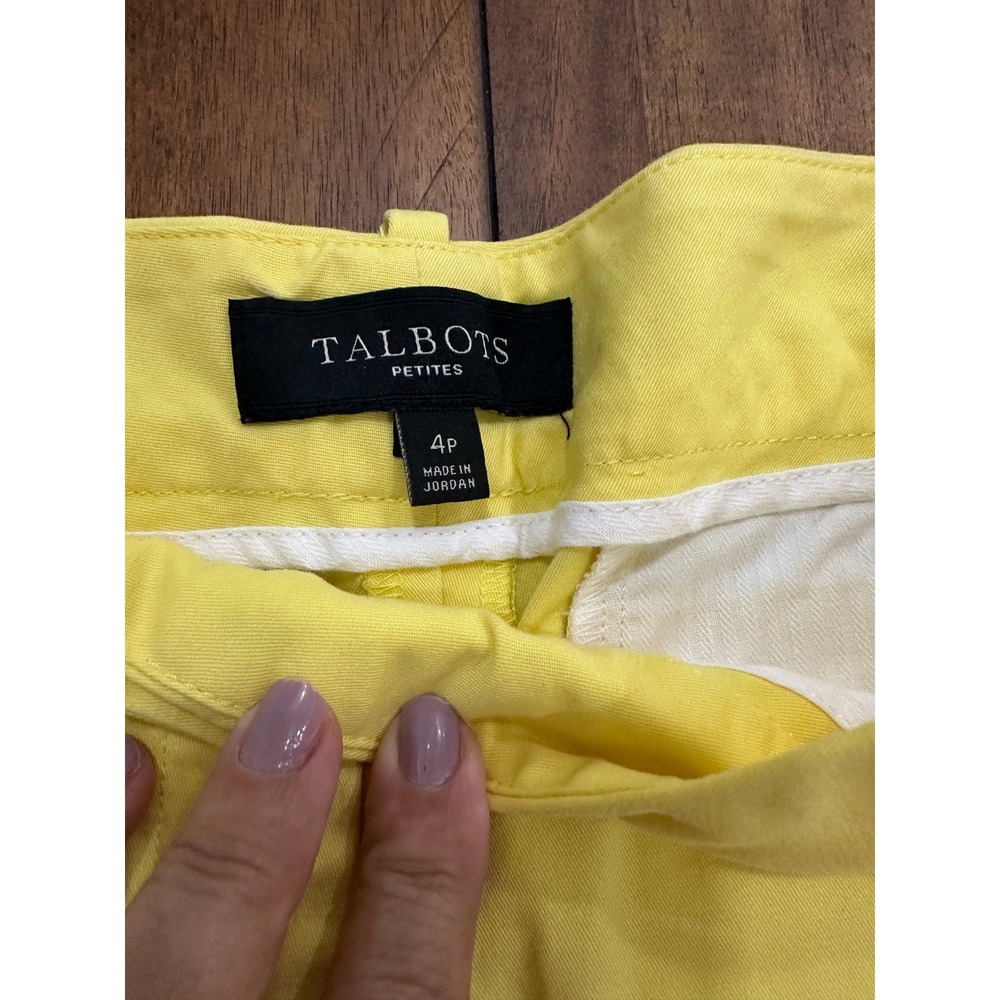Talbots Chino Shorts Women 4P Yellow Good Petite Stretch Mid Rise Cotton Blend - Picture 3 of 9
